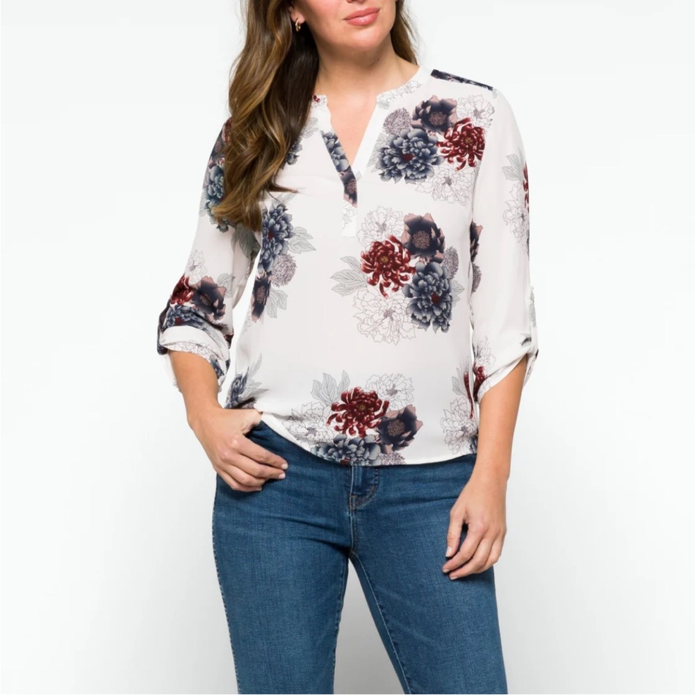 White Floral Flowy Blouse